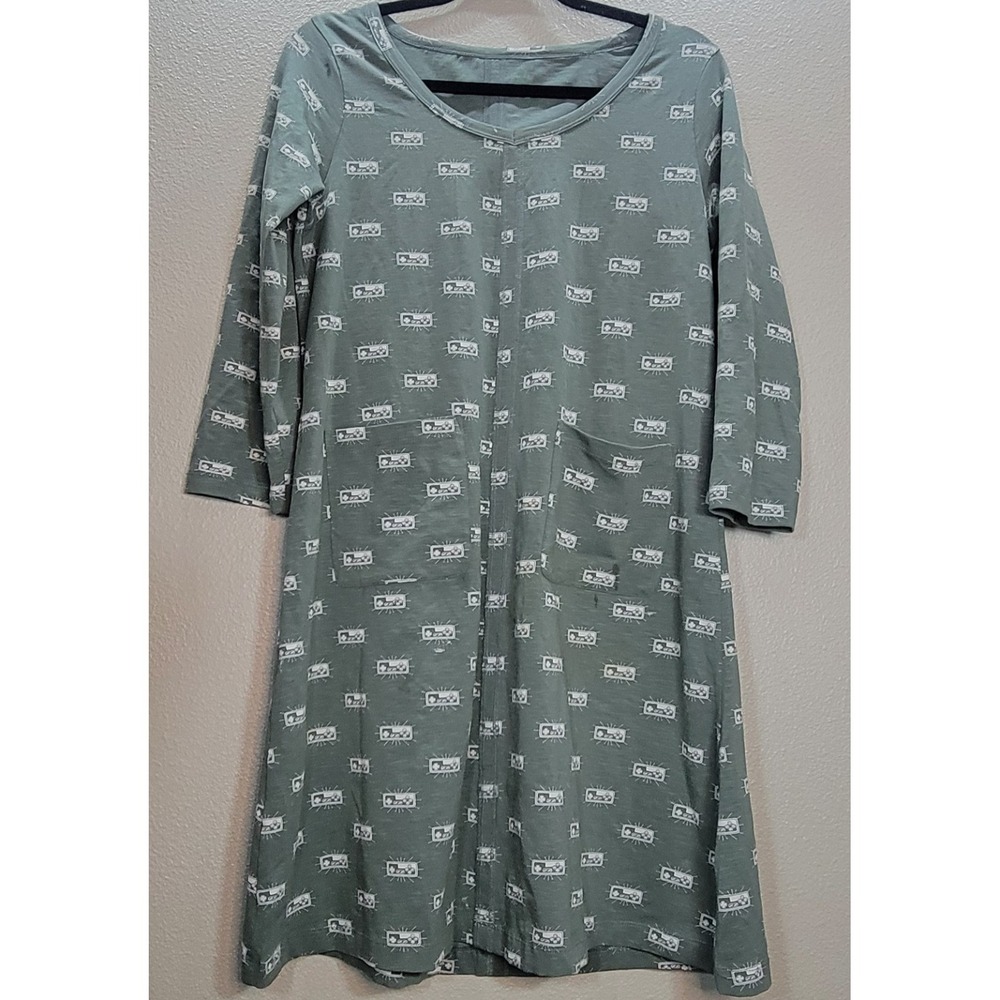 Kate Quinn Little Liam Women Organic Cotton‎ Swing Dress Sage Green Cassette...